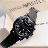 Emporio Armani Luigi Chronograph Black Dial Black Leather Strap Watch For Men - AR11133 Authentic Buy Shop Now