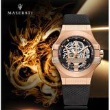 Maserati Potenza Limited Edition Automatic Skeleton Black Dial Black Leather Strap Watch For Men - R8821108025 Authentic Buy Shop Now