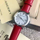 Burberry The City Silver Dial Red Leather Strap Watch for Women - BU9129 Authentic Buy Shop Now
