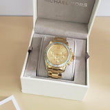 Michael Kors Everest Chronograph Gold Dial Gold Steel Strap Watch For Women - MK7210 Authentic Buy Shop Now