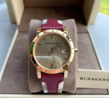 Burberry Heritage Nova Gold Dial Haymarket Red Leather Strap Watch for Women - BU9111 Authentic Buy Shop Now