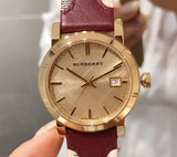 Burberry The City Gold Dial Orange Leather Strap Watch for Women - BU9017 Authentic Buy Shop Now