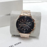 Michael Kors Lennox Chronograph Black Dial Rose Gold Steel Strap Watch For Men - MK8940 Authentic Buy Shop Now