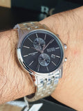 Hugo Boss Jet Black Dial Silver Steel Strap Watch for Men - 1513383 Authentic Buy Shop Now