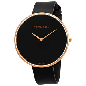 Calvin Klein Full Moon Black Dial Black Leather Strap Watch for Women - K8Y236C1 Authentic Buy Shop Now