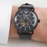 Emporio Armani Aviator Chronograph Black Dial Black Leather Strap Watch For Men - AR60028 Authentic Buy Shop Now