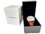 Emporio Armani Quartz Silver Dial Brown Leather Strap Watch For Men - AR11043 Authentic Buy Shop Now