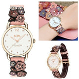 Coach Delancey White Dial Floral Pink Leather Strap Watch for Women - 14502817 Authentic Buy Shop Now