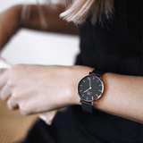 Daniel Wellington Petite Ashfield Black Dial Black Mesh Strap Watch For Women - DW00100308 Authentic Buy Shop Now