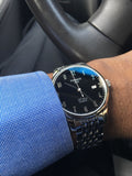 Tissot T Classic Powermatic 80 Black Dial Silver Steel Strap Watch For Men - T41.1.483.52 Authentic Buy Shop Now