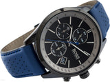 Hugo Boss Grand Prix Chronograph Black Dial Blue Leather Strap Watch for Men - 1513563 Authentic Buy Shop Now