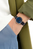 Emporio Armani Gianni T Bar Analog Blue Dial Black Leather Strap Watch For Women - AR1989 Authentic Buy Shop Now