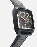 Tag Heuer Monaco Automatic Chronograph Black Dial Black Leather Strap Watch for Men - CBL2180.FC6497 Authentic Buy Shop Now