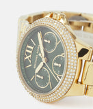 Michael Kors Camille Multifunction Green Dial Gold Steel Strap Watch For Women - MK6981 Authentic Buy Shop Now