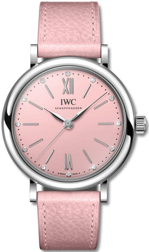 IWC Portofino Automatic Pink Dial Pink Leather Strap Watch for Women - IW357417 Authentic Buy Shop Now