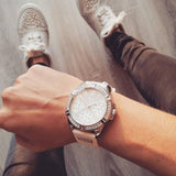 Guess Frontier Diamonds Silver Dial White Rubber Strap Watch For Women - W1160L4 Authentic Buy Shop Now