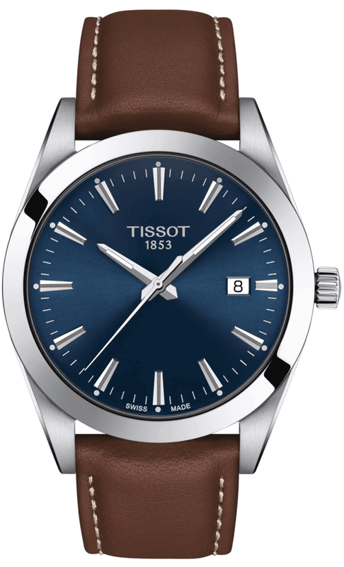 Tissot Gentleman Blue Dial Brown Leather Strap Watch For Men - T127.410.16.041.00 Authentic Buy Shop Now
