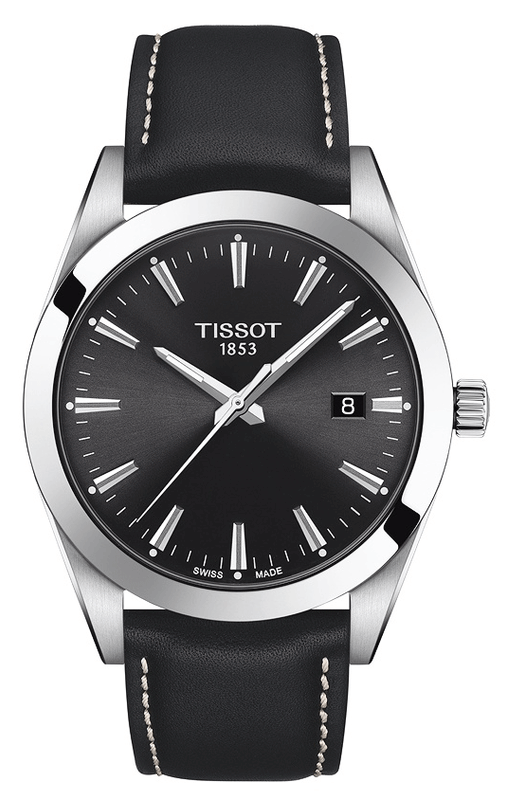 Tissot Gentleman Black Dial Black Leather Strap Watch For Men - T127.410.16.051.00 Authentic Buy Shop Now