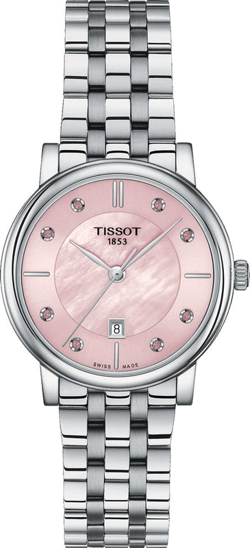 Tissot T Classic Carson Premium Pink Dial Silver Steel Strap Watch for Women - T122.210.11.159.00 Authentic Buy Shop Now