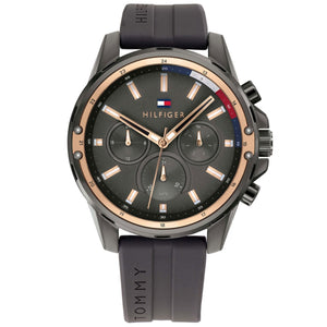 Tommy Hilfiger Mason Black Dial Black Rubber Strap Watch for Men - 1791792 Authentic Buy Shop Now