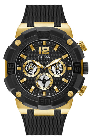 Guess Navigator Chronograph Black Dial Black Rubber Strap Watch for Men - GW0264G3 Authentic Buy Shop Now