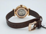 Emporio Armani Meccanico Skeleton Mother of Pearl Dial Brown Leather Strap Watch For Women - AR1993 Authentic Buy Shop Now