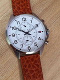 Tommy Hilfiger Dean Quartz Multifunction White Dial Brown Leather Strap Watch for Men - 1791274 Authentic Buy Shop Now