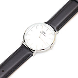 Daniel Wellington Classic Sheffield White Dial Black Leather Strap Watch For Men - DW00100020 Authentic Buy Shop Now