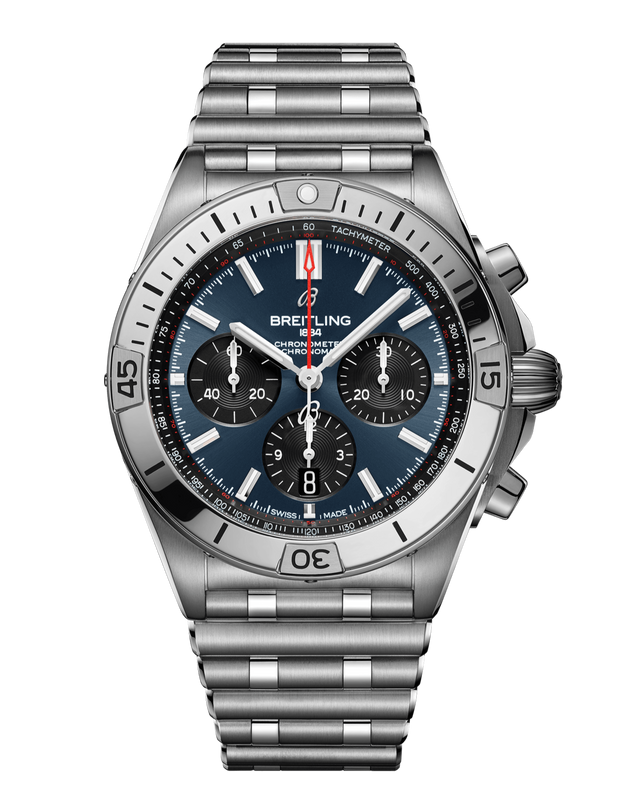 Breitling Chronomat B01 42mm Blue Dial Silver Steel Strap Watch for Men - AB0134101C1A1 Authentic Buy Shop Now