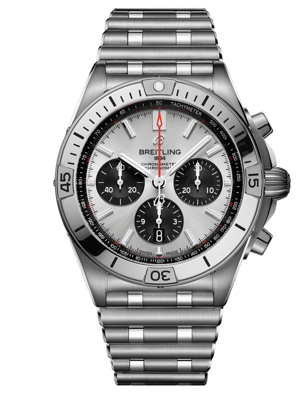 Breitling Chronomat B01 42mm Silver Dial Silver Steel Strap Watch for Men - AB0134101G1A1 Authentic Buy Shop Now