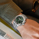 Breitling Chronomat B01 42 Green Dial Silver Steel Strap Watch for Men - AB0134101L1A1 Authentic Buy Shop Now