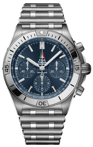 Breitling Chronomat B01 42 Frecce Tricolori Blue Dial Silver Steel Strap Watch for Men - AB01344A1C1A1 Authentic Buy Shop Now