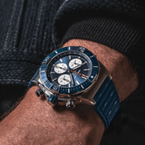 Breitling Super Chronomat B01 44 Blue Dial Blue Rubber Strap Watch for Men - AB0136161C1S1 Authentic Buy Shop Now