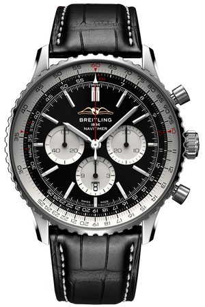 Breitling Navitimer B01 Chronograph 46 Black Dial Black Leather Strap Watch for Men - AB0137211B1P1 Authentic Buy Shop Now