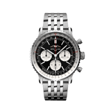 Breitling Navitimer B01 Chronograph 43 Black Dial Silver Steel Strap Watch for Men - AB0138211B1A1 Authentic Buy Shop Now