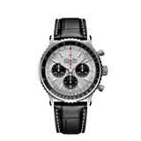 Breitling Navitimer B01 Chronograph 43 Silver Dial Black Leather Strap Watch for Men - AB0138241G1P1 Authentic Buy Shop Now