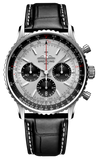 Breitling Navitimer B01 Chronograph 43 Silver Dial Black Leather Strap Watch for Men - AB0138241G1P1 Authentic Buy Shop Now