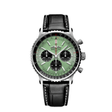 Breitling Navitimer B01 Chronograph 43 Green Dial Black Leather Strap Watch for Men - AB0138241L1P1 Authentic Buy Shop Now