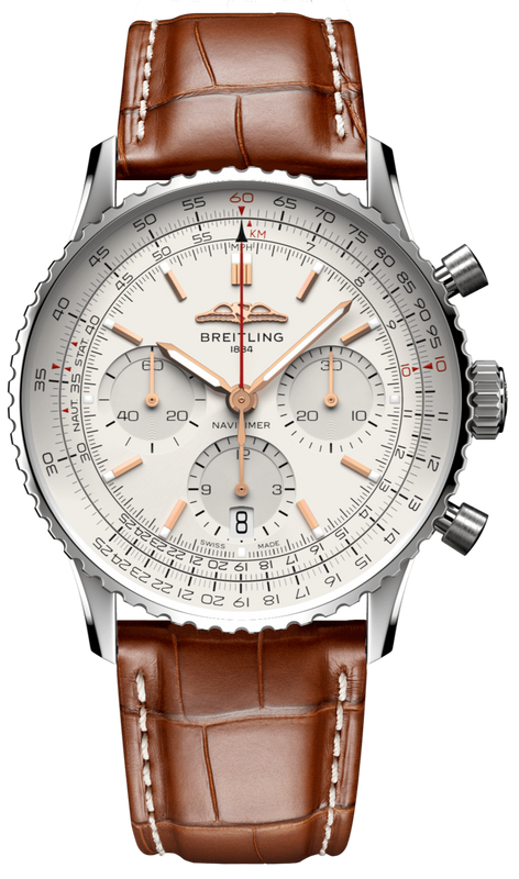 Breitling Navitimer B01 Chronograph 41 White Dial Brown Leather Strap Watch for Men - AB0139211G1P1 Authentic Buy Shop Now