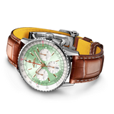 Breitling Navitimer B01 Chronograph 41 Green Dial Brown Leather Strap Watch for Men - AB0139211L1P1 Authentic Buy Shop Now