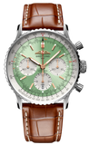 Breitling Navitimer B01 Chronograph 41 Green Dial Brown Leather Strap Watch for Men - AB0139211L1P1 Authentic Buy Shop Now