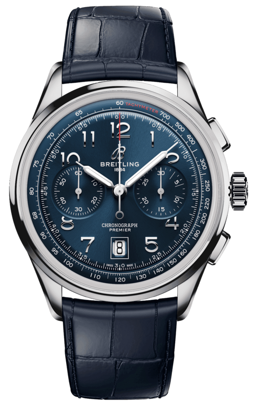 Breitling Premier B01 Chronograph 42 Blue Dial Blue Leather Strap Watch for Men - AB0145171C1P2 Authentic Buy Shop Now