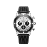 Breitling Superocean Heritage B01 Chronograph 44 Silver Dial Black Mesh Bracelet Watch for Men - AB0162121G1S1 Authentic Buy Shop Now