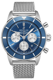 Breitling Superocean Heritage B01 Chronograph 44 Blue Dial Silver Mesh Bracelet Watch for Men - AB0162161C1A1 Authentic Buy Shop Now