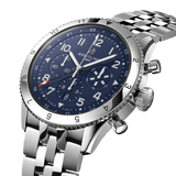 Breitling Super Avi B04 Chronograph GMT 46 Tribute to Vought F4U Corsair Blue Dial Silver Steel Strap Watch for Men - AB04451A1C1A1 Authentic Buy Shop Now