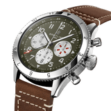 Breitling Super Avi B04 Chronograph GMT 46 Curtiss Warhawk Green Dial Brown Leather Strap Watch for Men - AB04452A1L1X1 Authentic Buy Shop Now