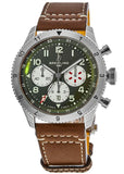 Breitling Super Avi B04 Chronograph GMT 46 Curtiss Warhawk Green Dial Brown Leather Strap Watch for Men - AB04452A1L1X1 Authentic Buy Shop Now