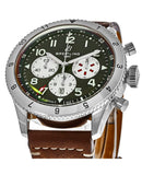 Breitling Super Avi B04 Chronograph GMT 46 Curtiss Warhawk Green Dial Brown Leather Strap Watch for Men - AB04452A1L1X1 Authentic Buy Shop Now