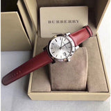 Burberry The City Silver Dial Red Leather Strap Watch for Women - BU9129 Authentic Buy Shop Now
