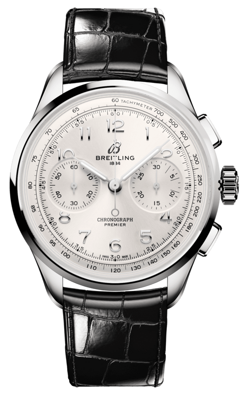 Breitling Premier B09 Chronograph 40 White Dial Black Leather Strap Watch for Men - AB0930371G1P1 Authentic Buy Shop Now